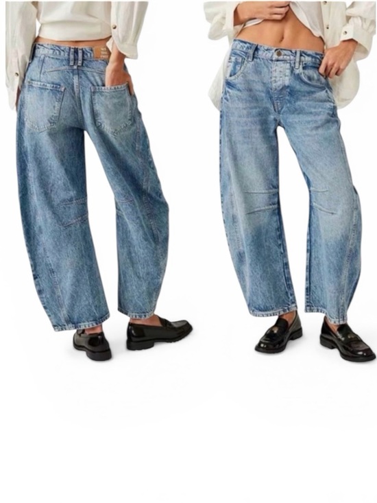 We The Free Denim - We The Free Lucky You Mid Rise Barrel Blue Jeans Size 25